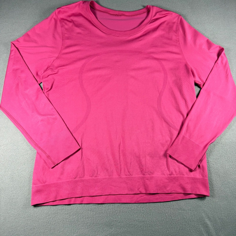 Lululemon Womens Swiftly Tech Long Sleeve Shirt Size 14 Pink Crew Neck Active